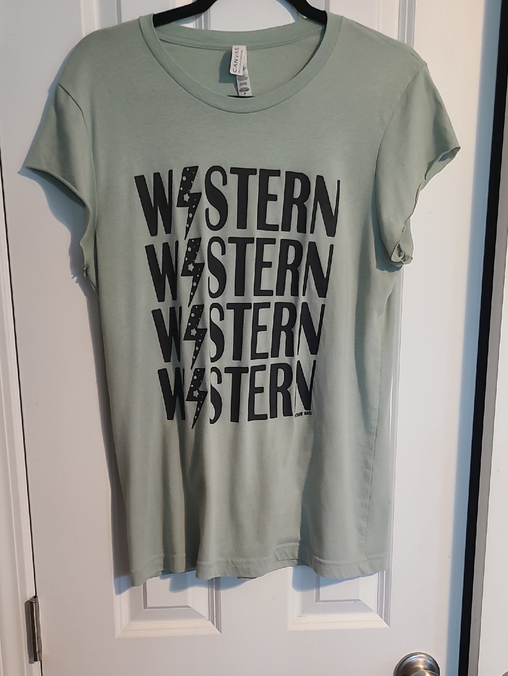 Bella Canvas Sage Green WESTERN Lightning Graphic Tee
